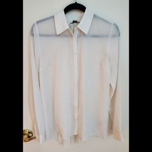 GUESS Sheer White Button-Up Blouse